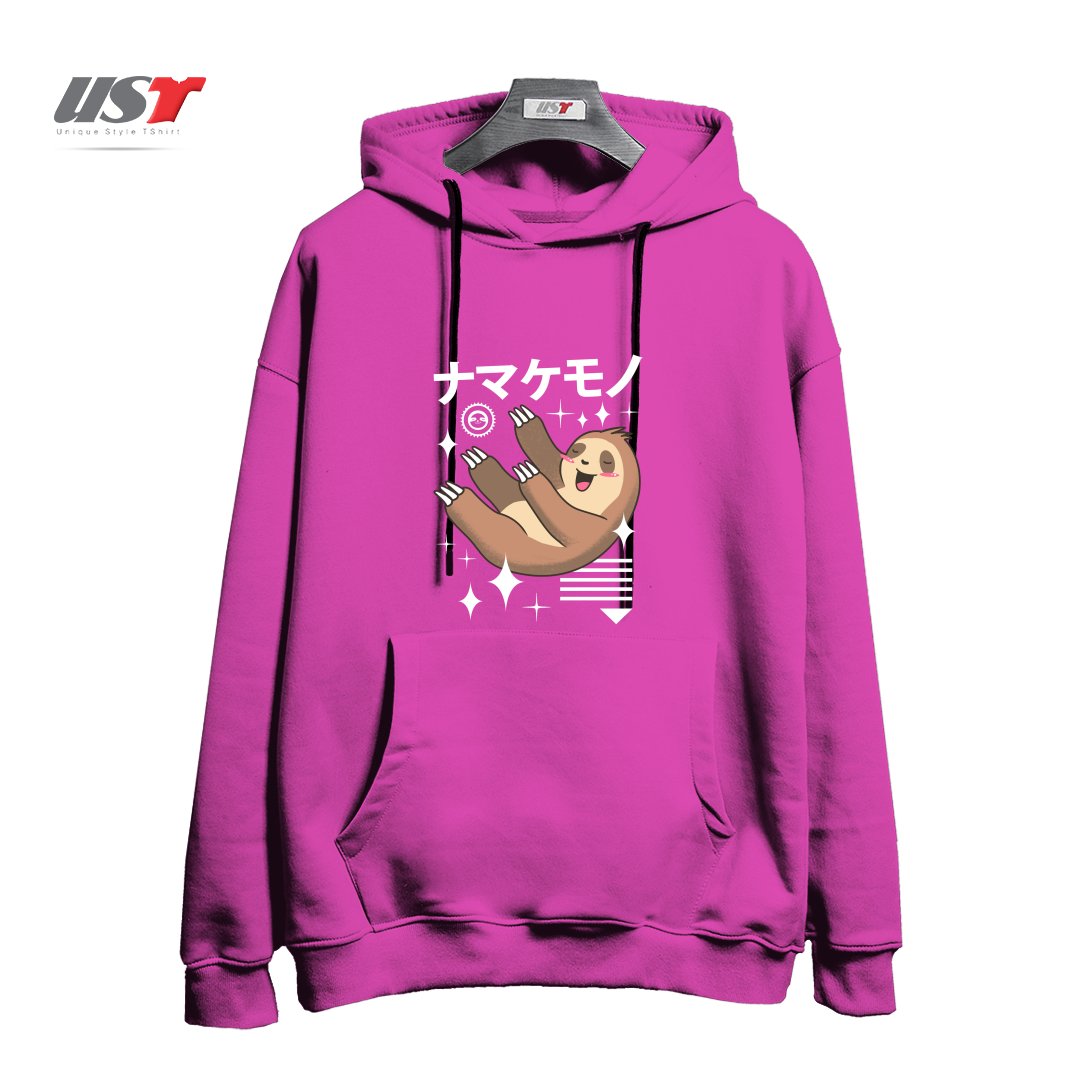 طرح KAWAII SLOTH هودی اورسایزرنگ صورتی