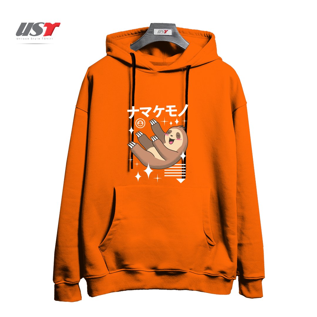 طرح KAWAII SLOTH هودی اورسایزرنگ نارنجی