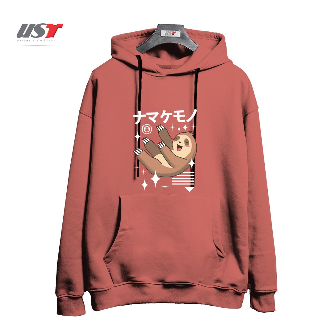 طرح KAWAII SLOTH هودی اورسایزرنگ آجری