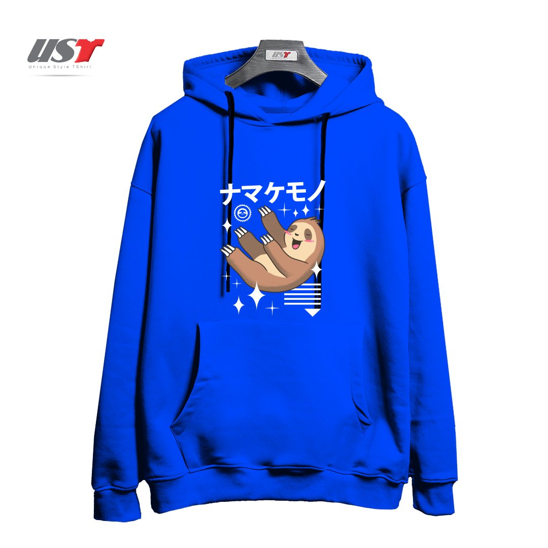 طرح KAWAII SLOTH هودی اورسایزرنگ آبی شالی