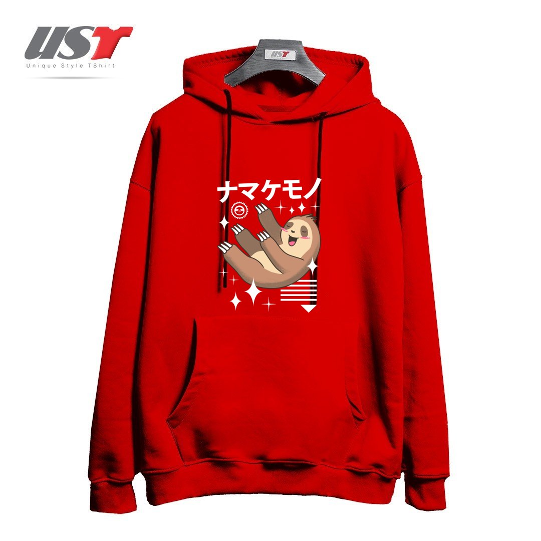 طرح KAWAII SLOTH هودی اورسایزرنگ قرمز