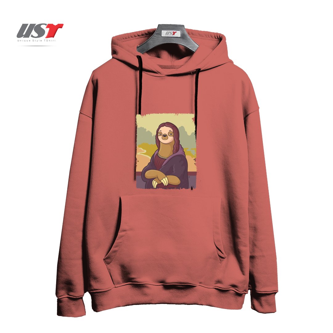 طرح LAZY LISA هودی اورسایزرنگ آجری