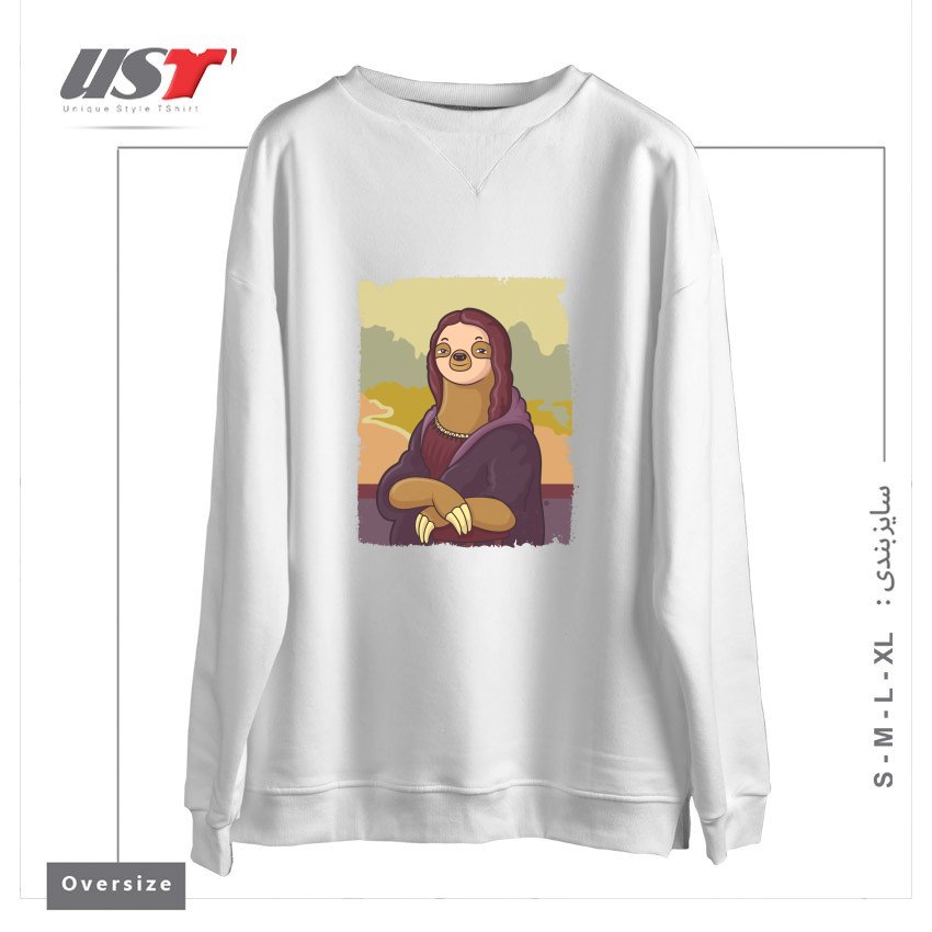 طرح LAZY LISA سوییشرت اورسایزرنگ سفید