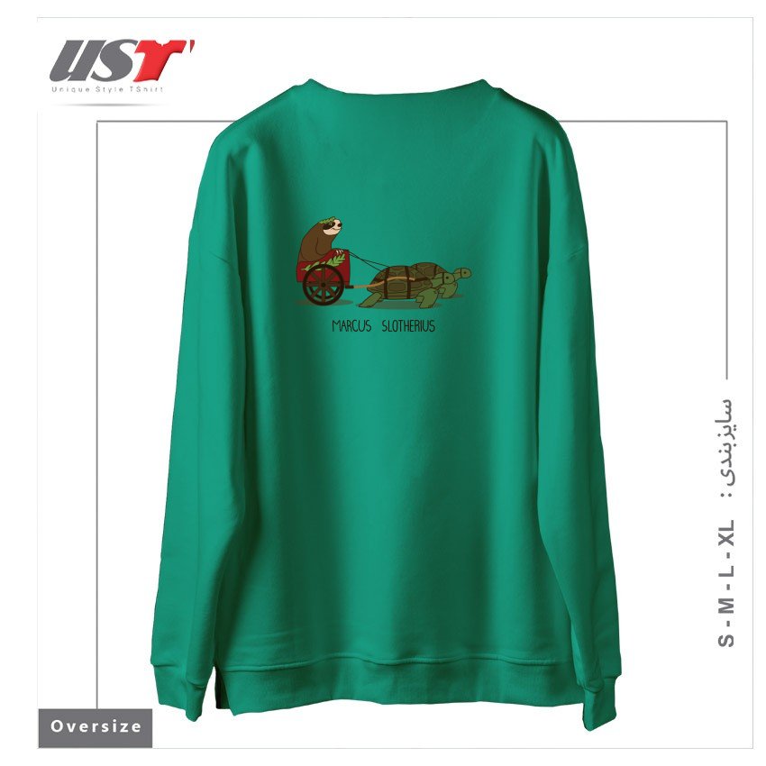 طرح MARCUS SLOTHERIUS  THE ROMAN EMPEROR سوییشرت اورسایزرنگ سبز سدری