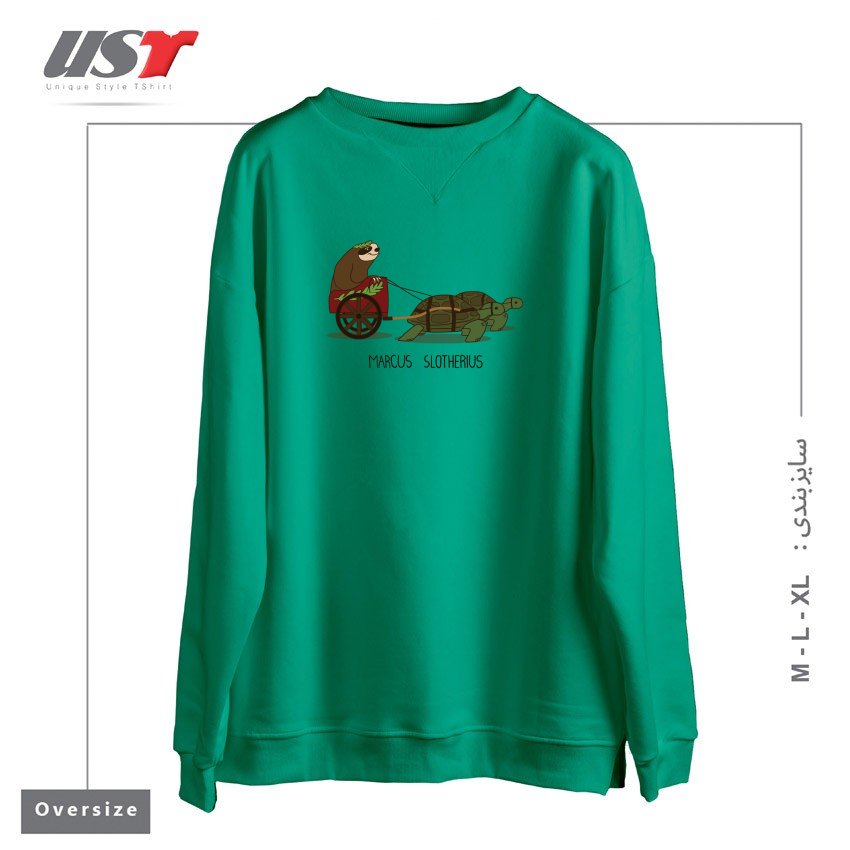 طرح MARCUS SLOTHERIUS  THE ROMAN EMPEROR سوییشرت اورسایزرنگ سبز سدری