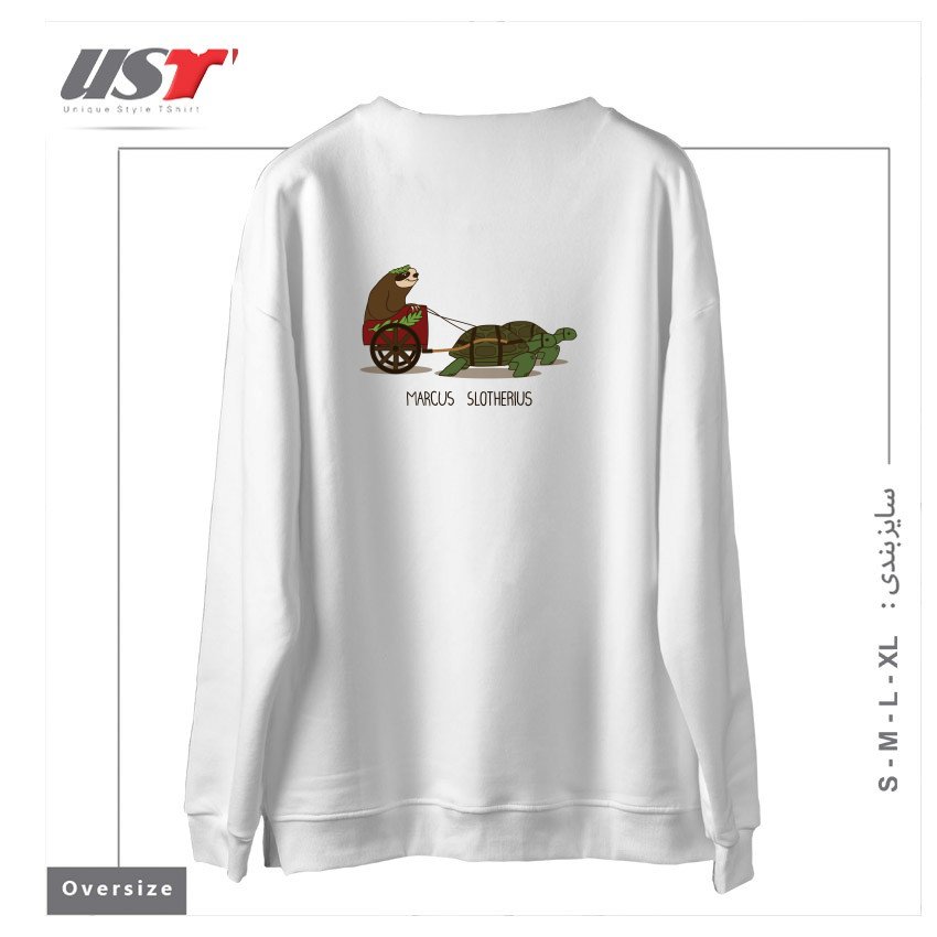 طرح MARCUS SLOTHERIUS  THE ROMAN EMPEROR سوییشرت اورسایزرنگ سفید
