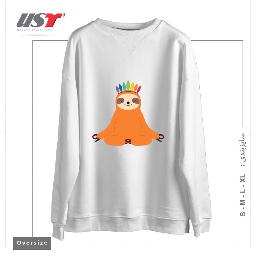 طرح MASTER OF CALM سوییشرت اورسایزرنگ سفید