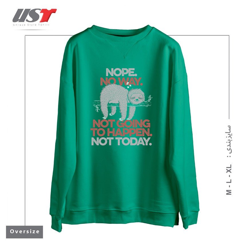طرح NOPE - CUTE LAZY SLOTH GIFT سوییشرت اورسایزرنگ سبز سدری