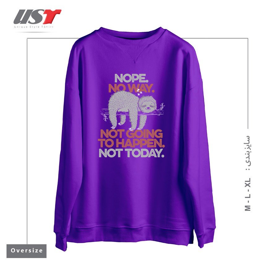 سوییشرت اورسایز طرح NOPE - CUTE LAZY SLOTH GIFT