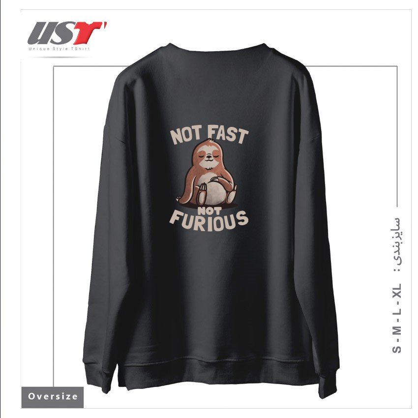 طرح NOT FAST NOT FURIOUS - LAZY CUTE SLOTH GIFT سوییشرت اورسایزرنگ دودی