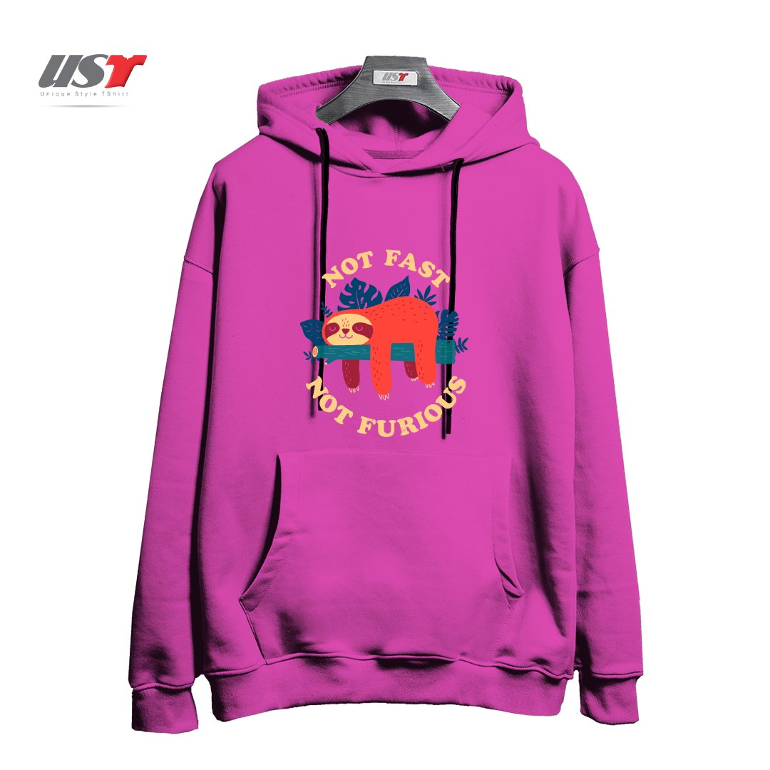 طرح NOT FAST, NOT FURIOUS هودی اورسایزرنگ صورتی