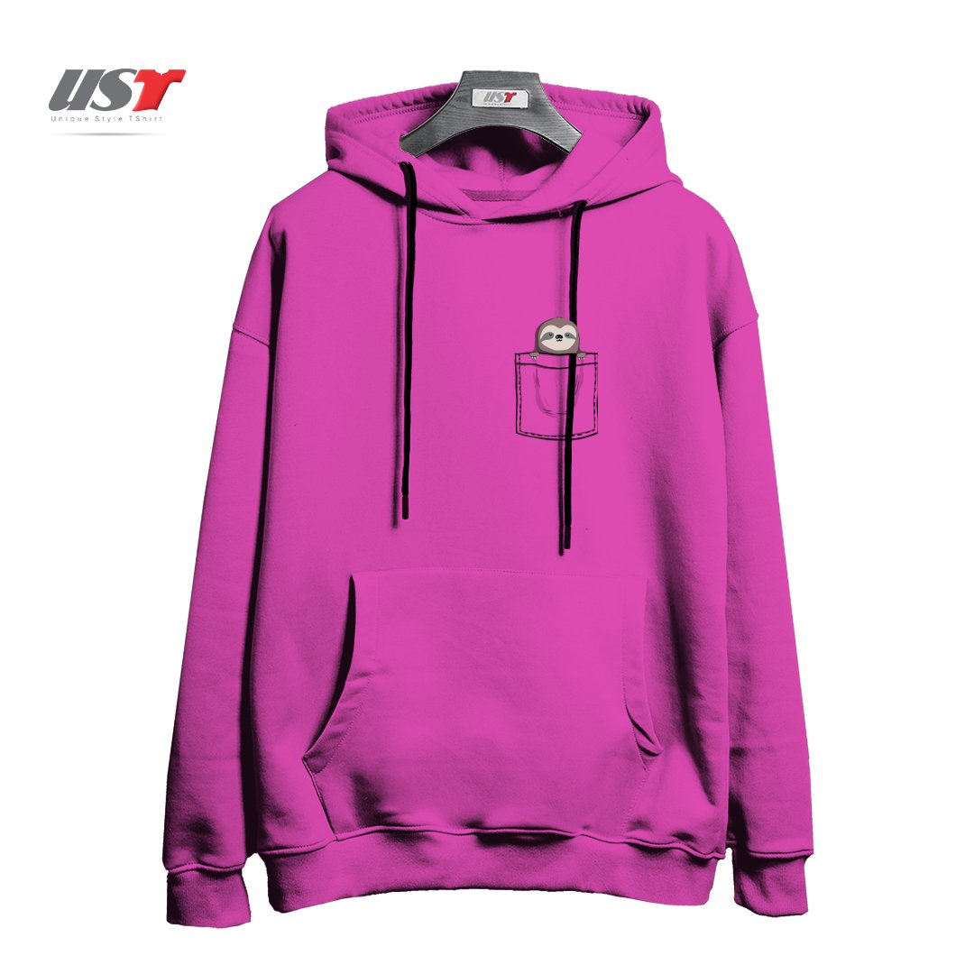 طرح POCKET PET SLEEPY SLOTH هودی اورسایزرنگ صورتی