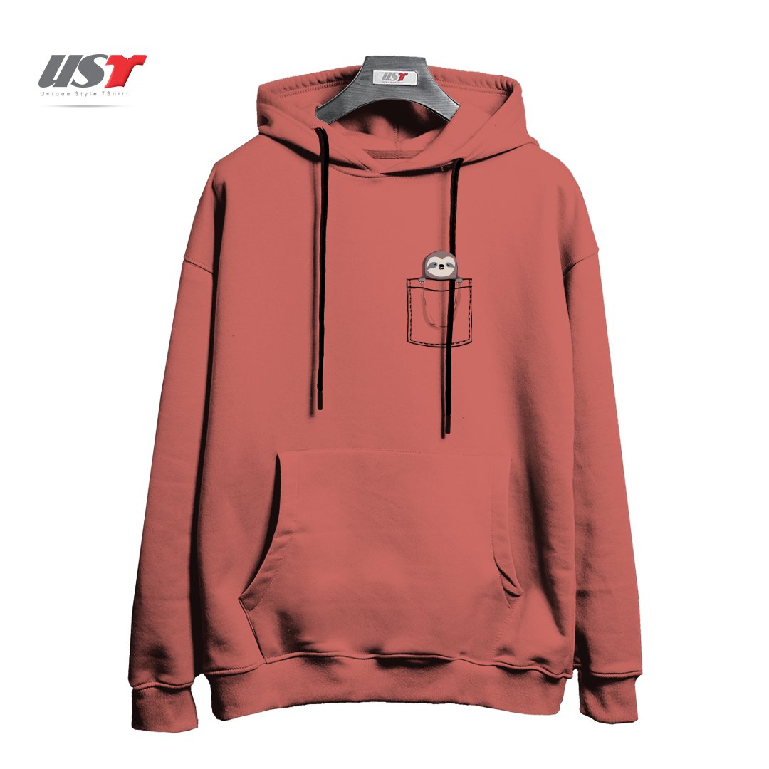 طرح POCKET PET SLEEPY SLOTH هودی اورسایزرنگ آجری