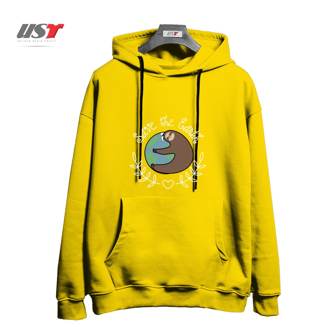 طرح SAVE THE EARTH هودی اورسایزرنگ زرد