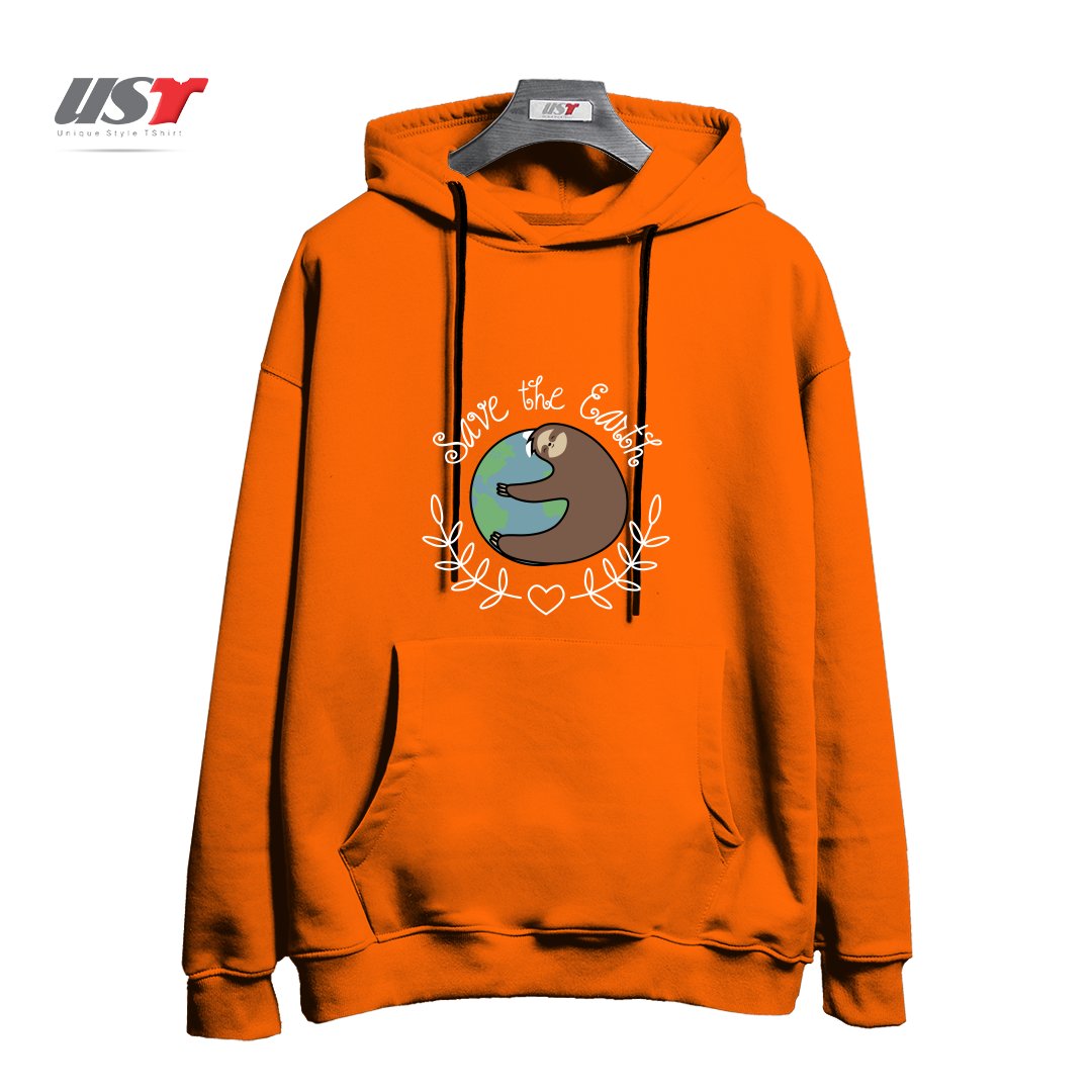 طرح SAVE THE EARTH هودی اورسایزرنگ نارنجی