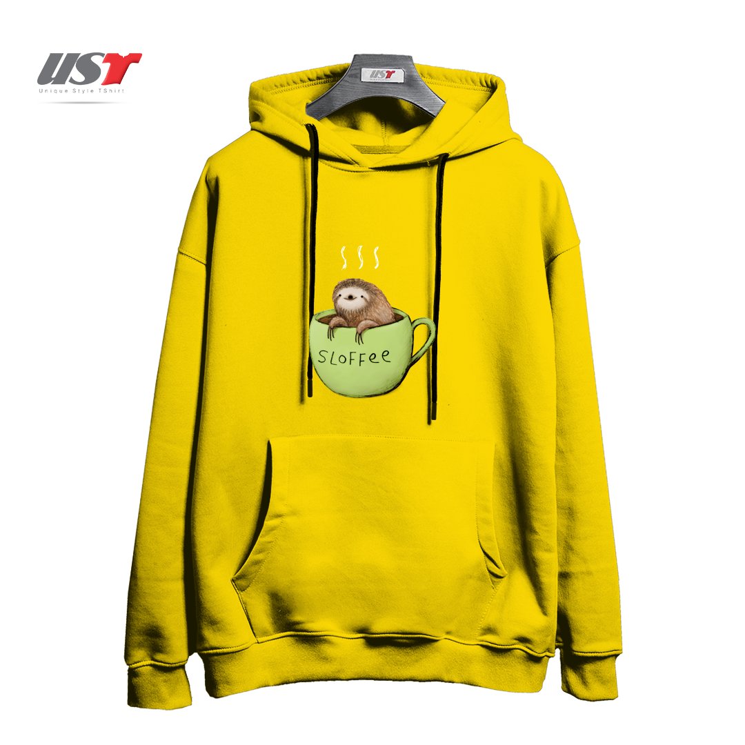 طرح SLOFFEE هودی اورسایزرنگ زرد