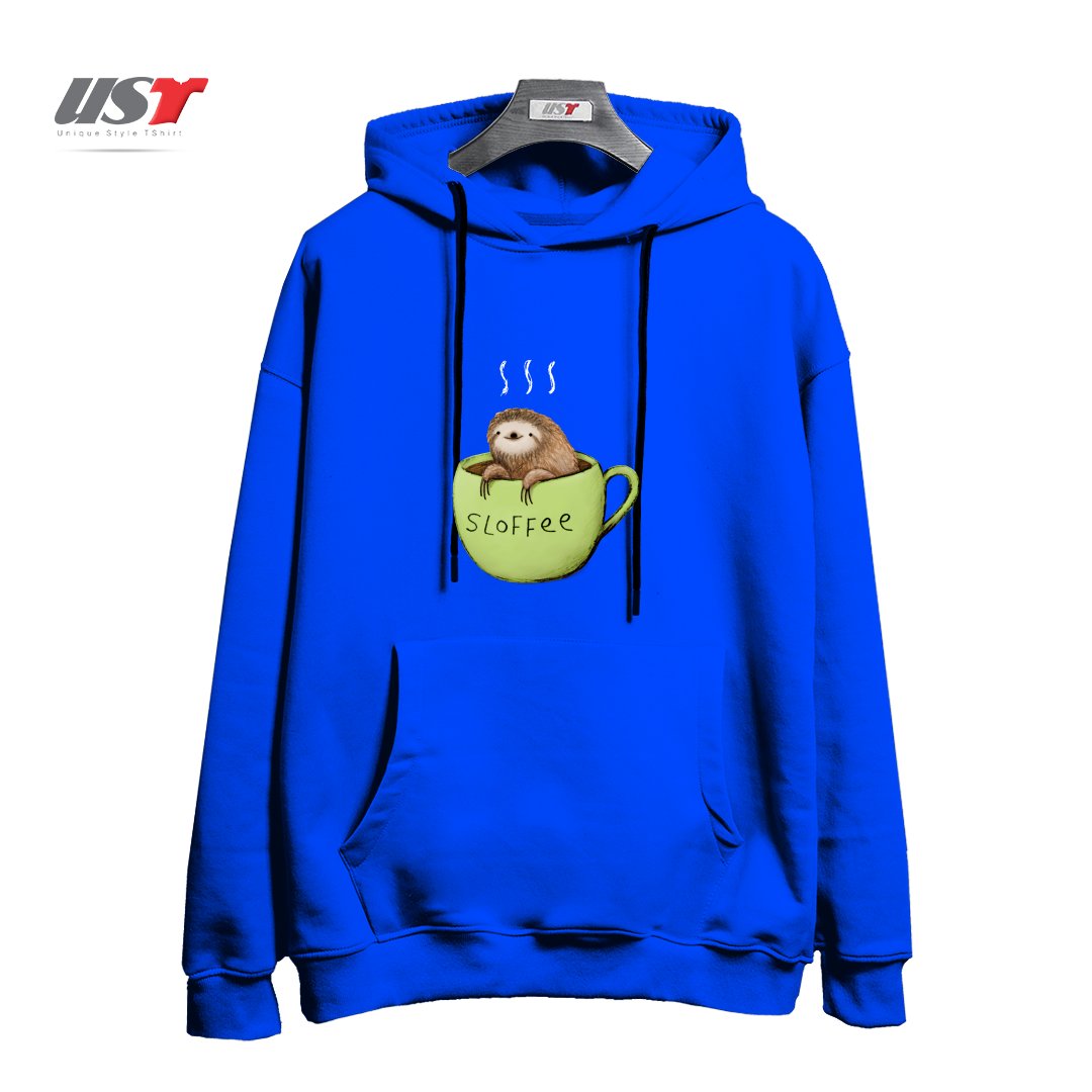 طرح SLOFFEE هودی اورسایزرنگ آبی شالی