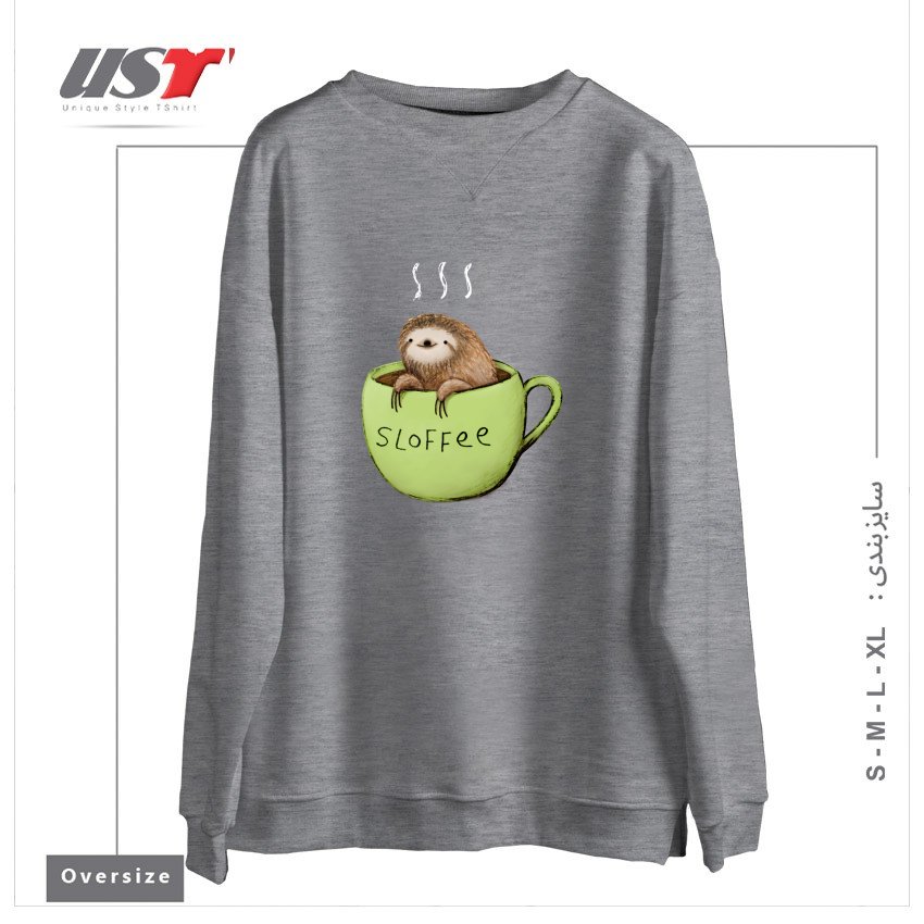 طرح SLOFFEE سوییشرت اورسایزرنگ طوسی ملانژ