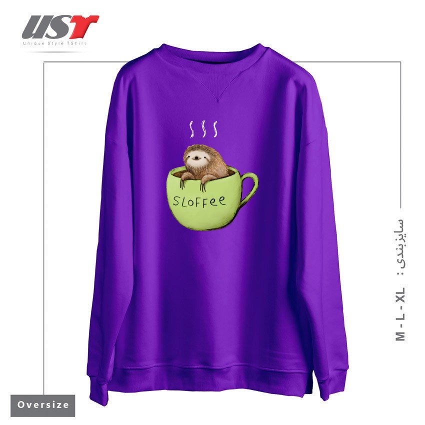 طرح SLOFFEE سوییشرت اورسایزرنگ بنفش