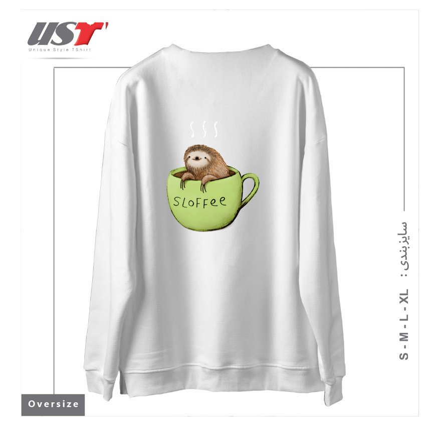 طرح SLOFFEE سوییشرت اورسایزرنگ سفید