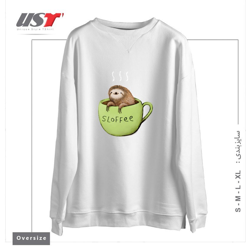 طرح SLOFFEE سوییشرت اورسایزرنگ سفید