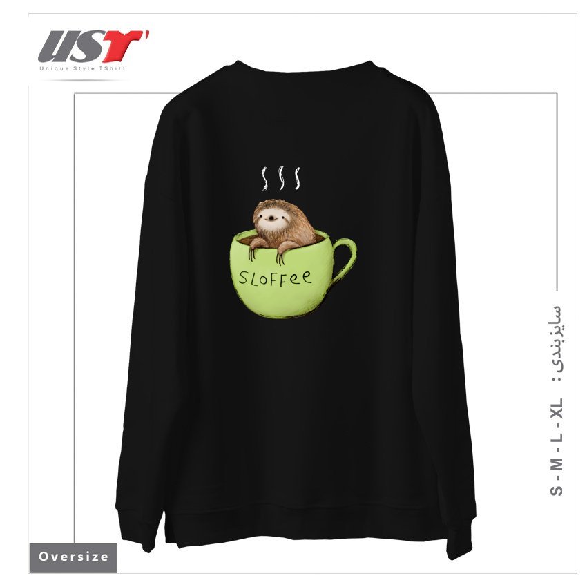 طرح SLOFFEE سوییشرت اورسایزرنگ مشکی