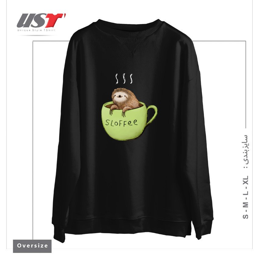طرح SLOFFEE سوییشرت اورسایزرنگ مشکی