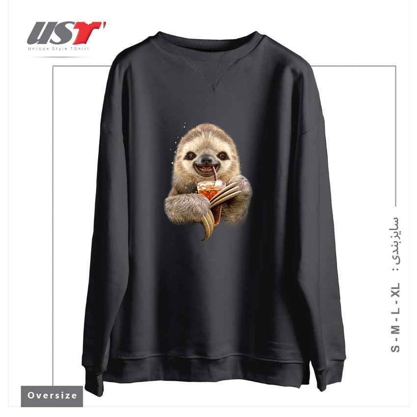 سوییشرت اورسایز طرح SLOTH & SOFT DRINK