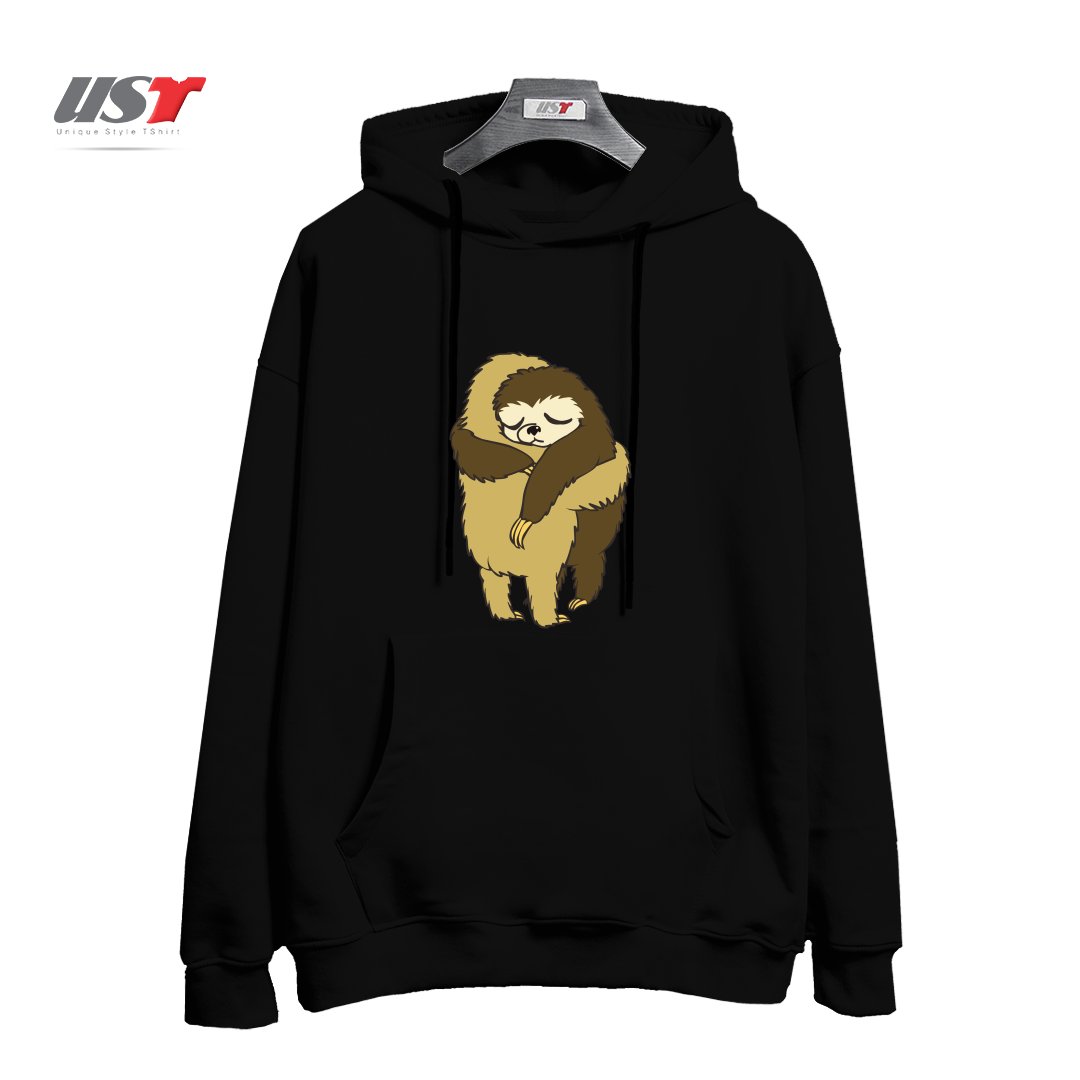 طرح SLOTH HUGS هودی اورسایزرنگ مشکی