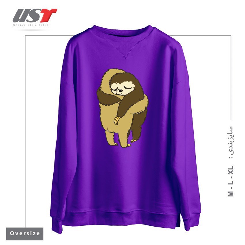 طرح SLOTH HUGS سوییشرت اورسایزرنگ بنفش