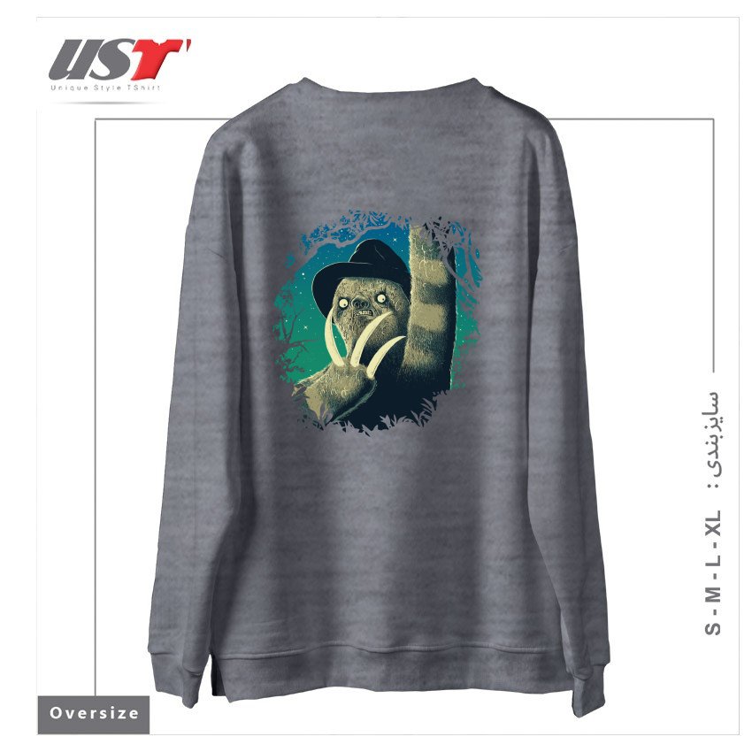 طرح SLOTH FREDDY سوییشرت اورسایزرنگ طوسی ملانژ