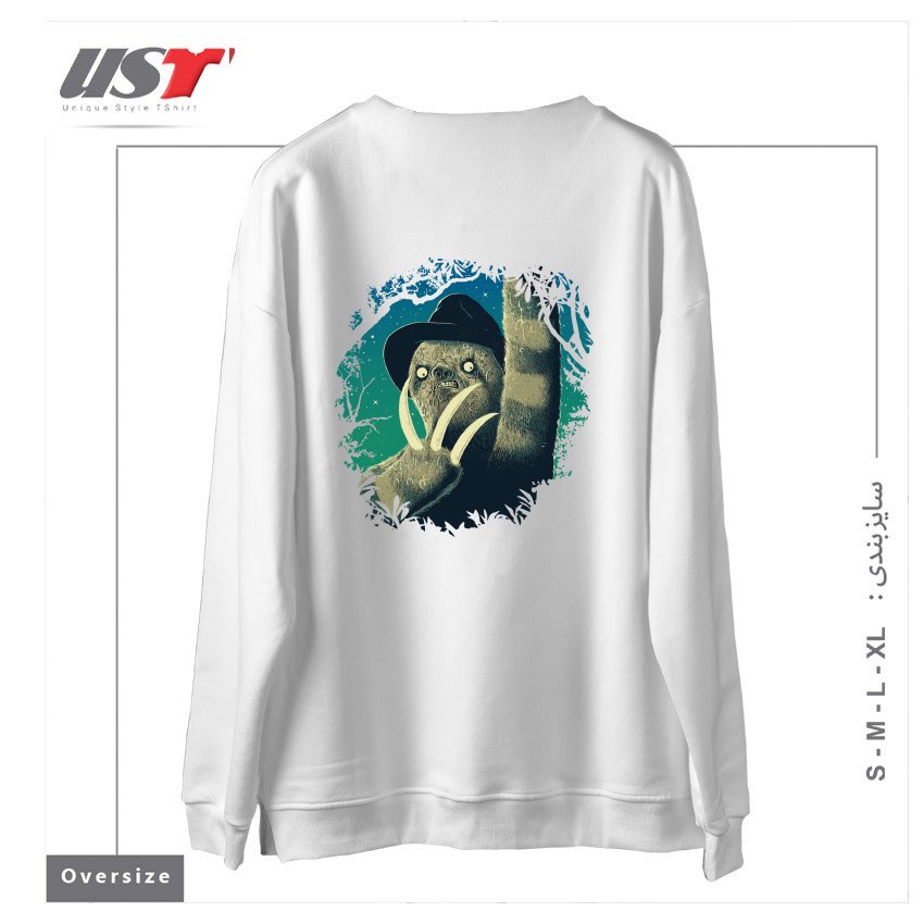 طرح SLOTH FREDDY سوییشرت اورسایزرنگ سفید