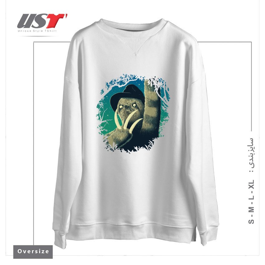 طرح SLOTH FREDDY سوییشرت اورسایزرنگ سفید