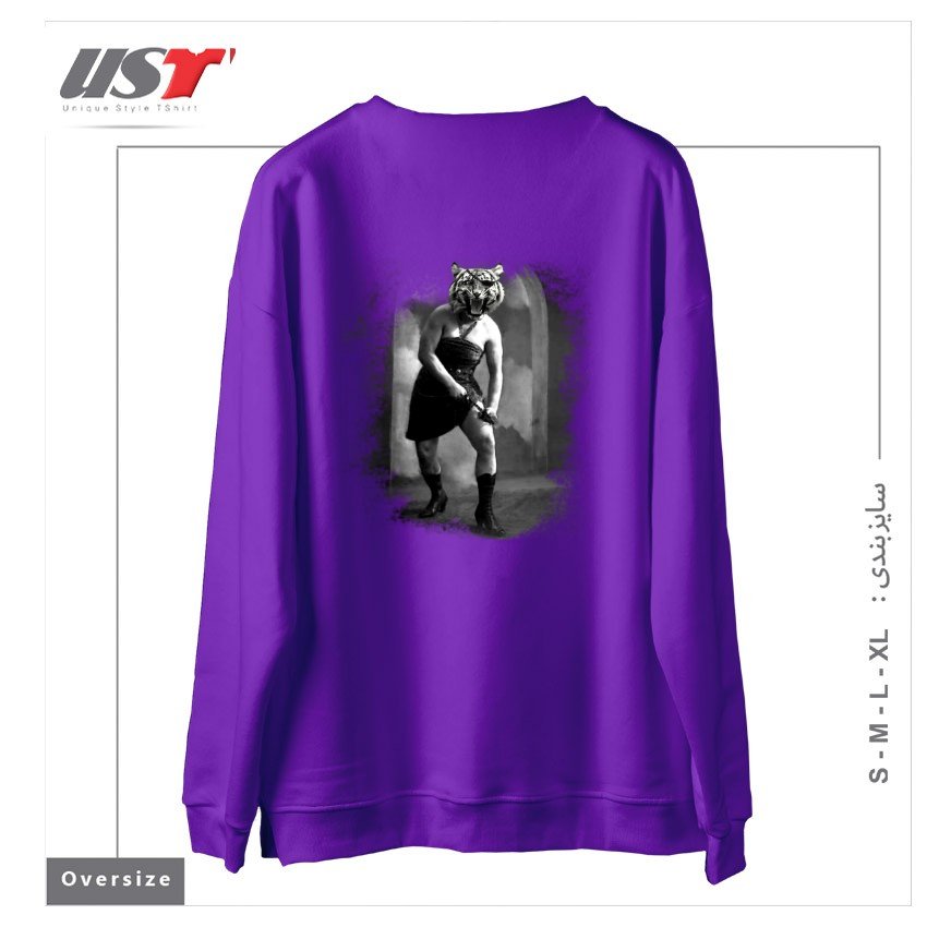 طرح EYE OF THE TIGER II سوییشرت اورسایزرنگ بنفش