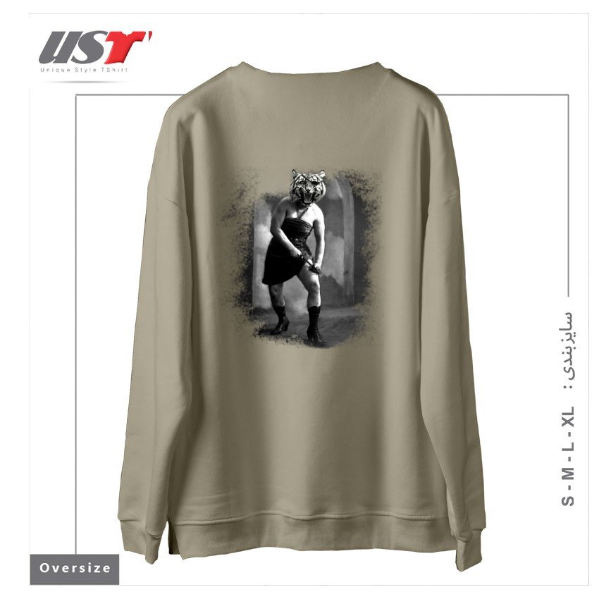 طرح EYE OF THE TIGER II سوییشرت اورسایزرنگ نخودی