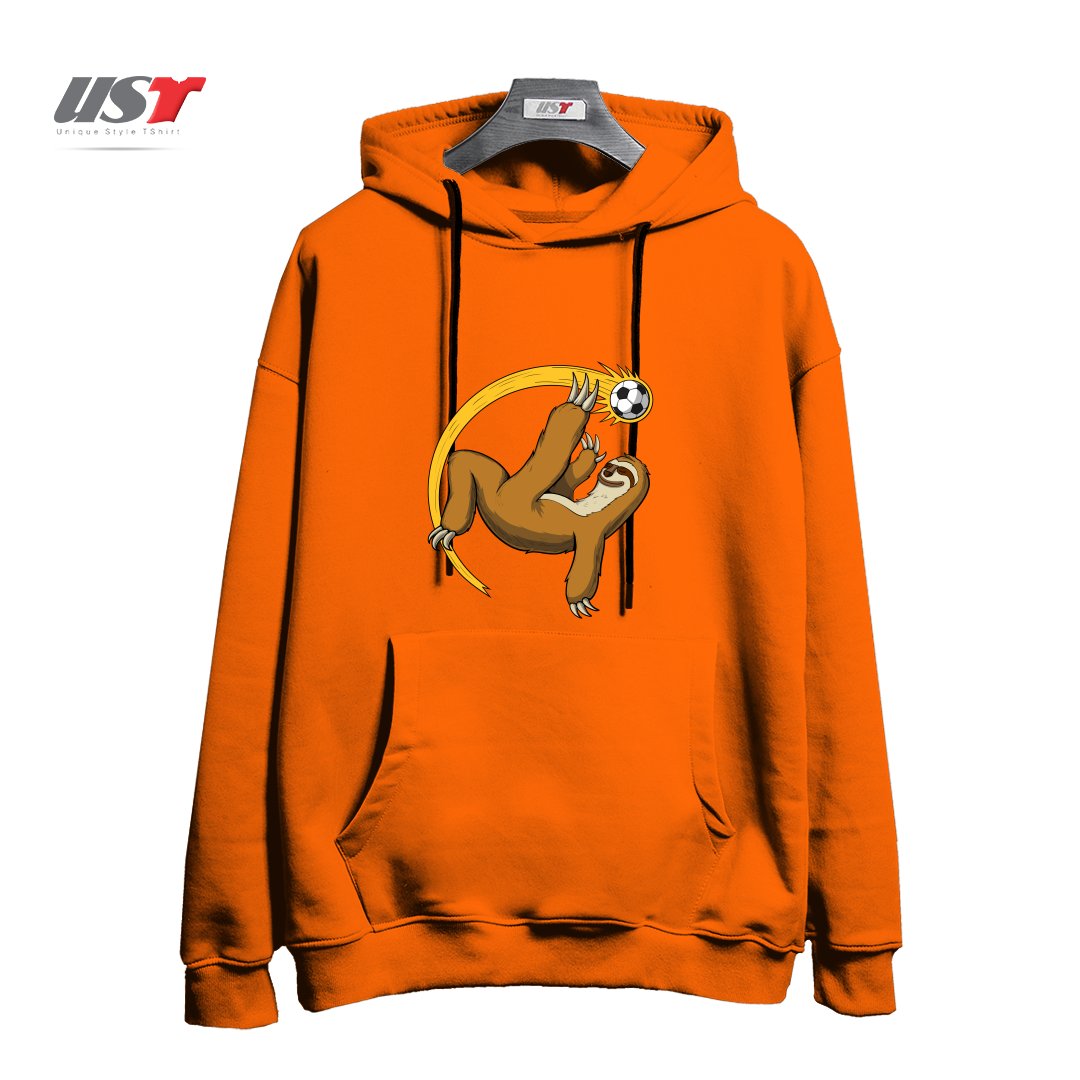 طرح SLOTH SOCCER PLAYER هودی اورسایزرنگ نارنجی