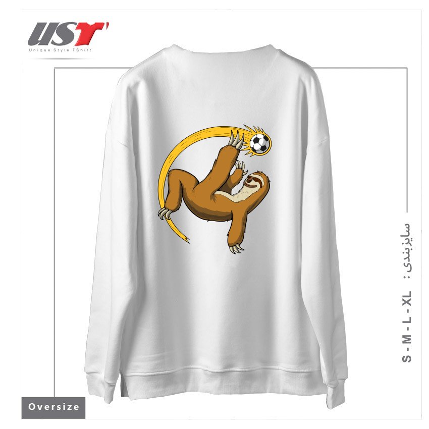 طرح SLOTH SOCCER PLAYER سوییشرت اورسایزرنگ سفید