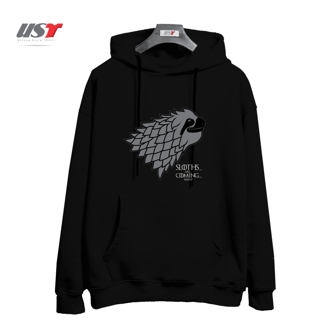 طرح SLOTHS ARE COMING! هودی اورسایزرنگ مشکی