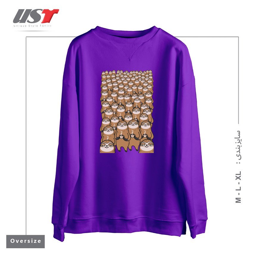 طرح SLOTHTASTIC! سوییشرت اورسایزرنگ بنفش