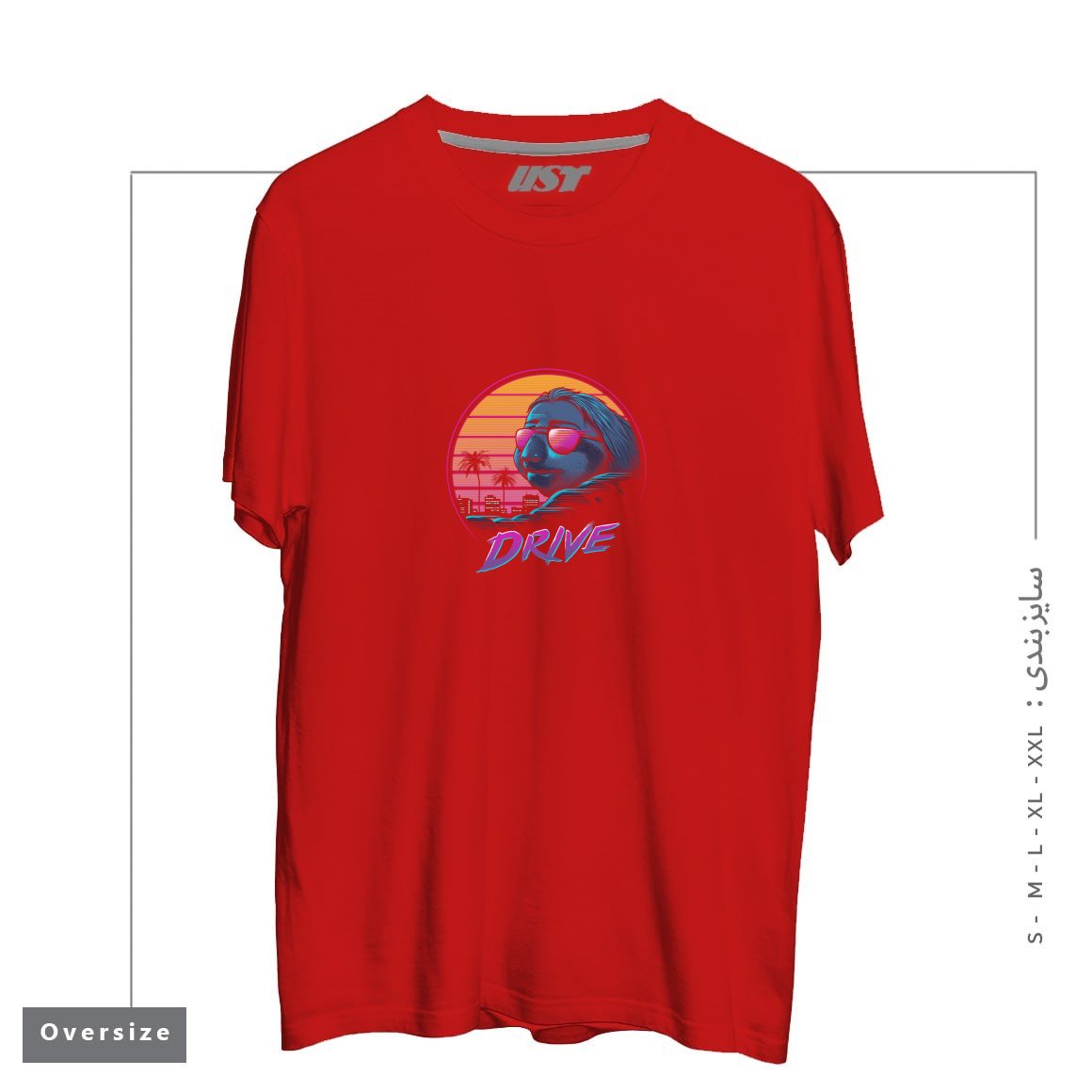 طرح SLOW DRIVE تیشرت اورسایزرنگ قرمز