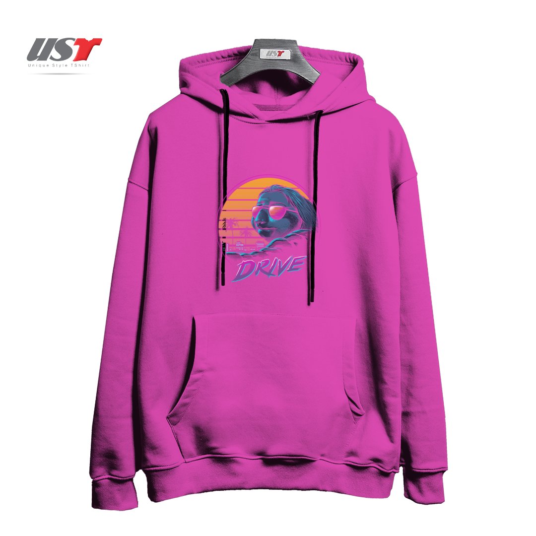 طرح SLOW DRIVE هودی اورسایزرنگ صورتی