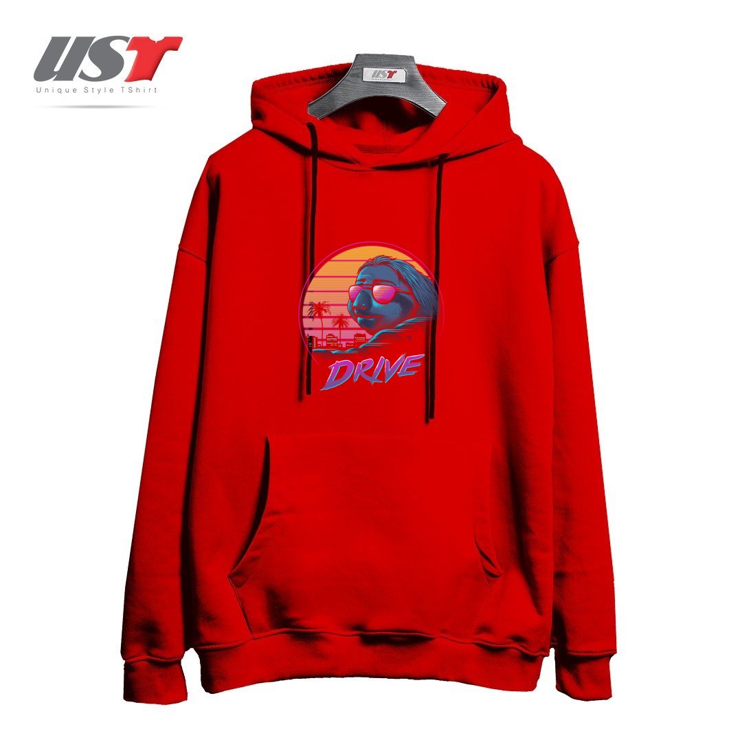 طرح SLOW DRIVE هودی اورسایزرنگ قرمز