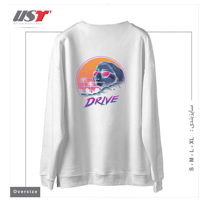 طرح SLOW DRIVE سوییشرت اورسایزرنگ سفید
