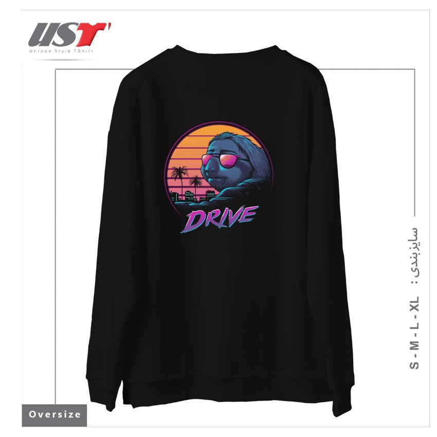 طرح SLOW DRIVE سوییشرت اورسایزرنگ مشکی