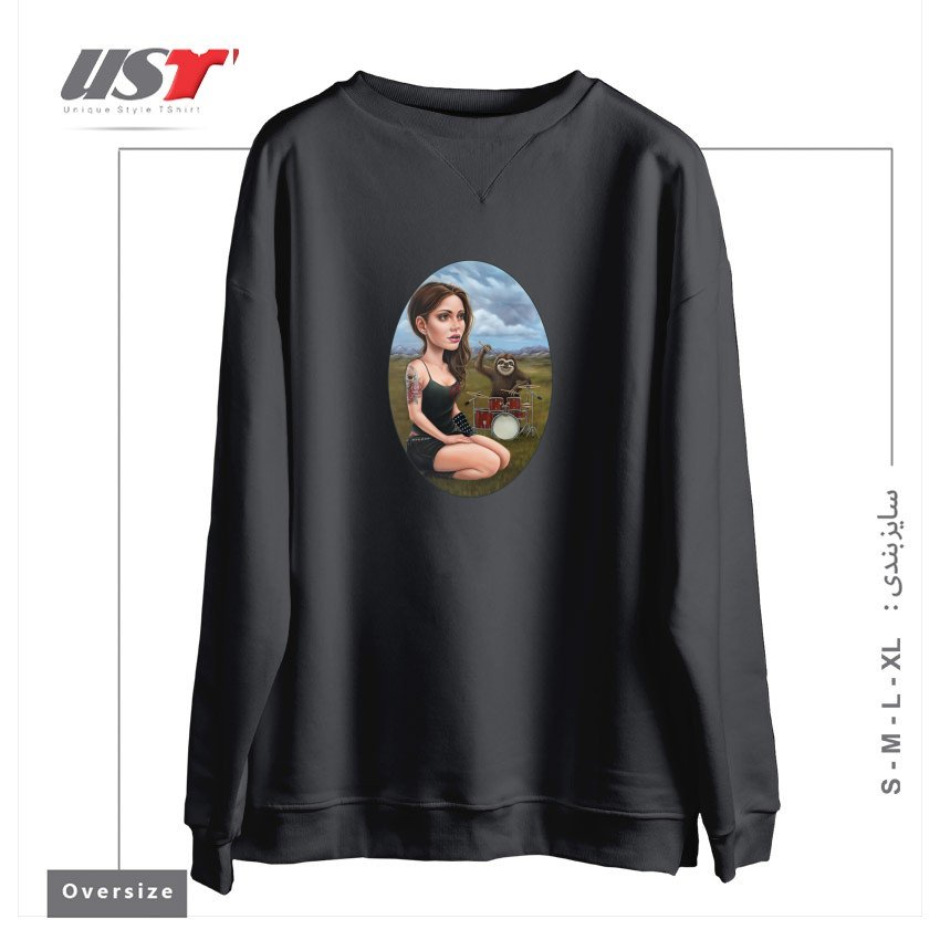 طرح SLOW JAM سوییشرت اورسایزرنگ دودی