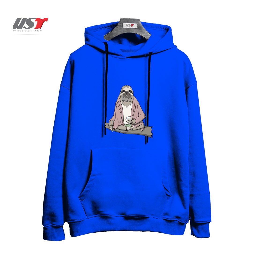 طرح THE SLOTH ABIDES هودی اورسایزرنگ آبی شالی