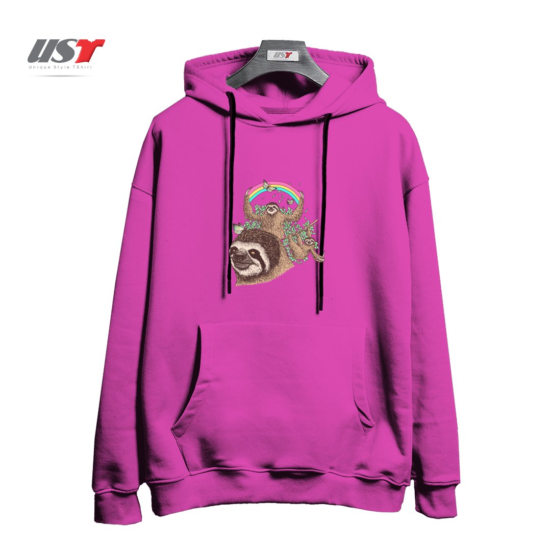 طرح THE SLOTH LIFE هودی اورسایزرنگ صورتی