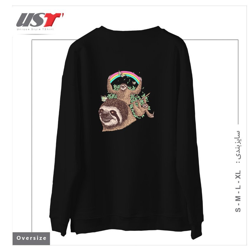 طرح THE SLOTH LIFE سوییشرت اورسایزرنگ مشکی