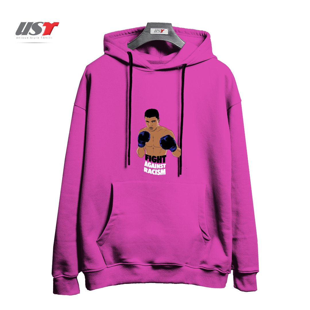 طرح FIGHT AGAINST RACISM هودی اورسایزرنگ صورتی
