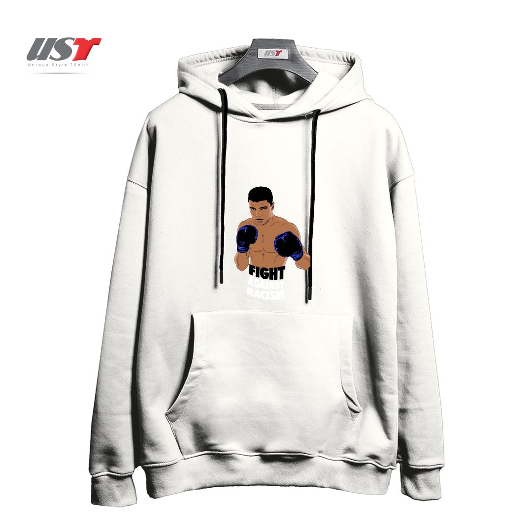 طرح FIGHT AGAINST RACISM هودی اورسایزرنگ سفید